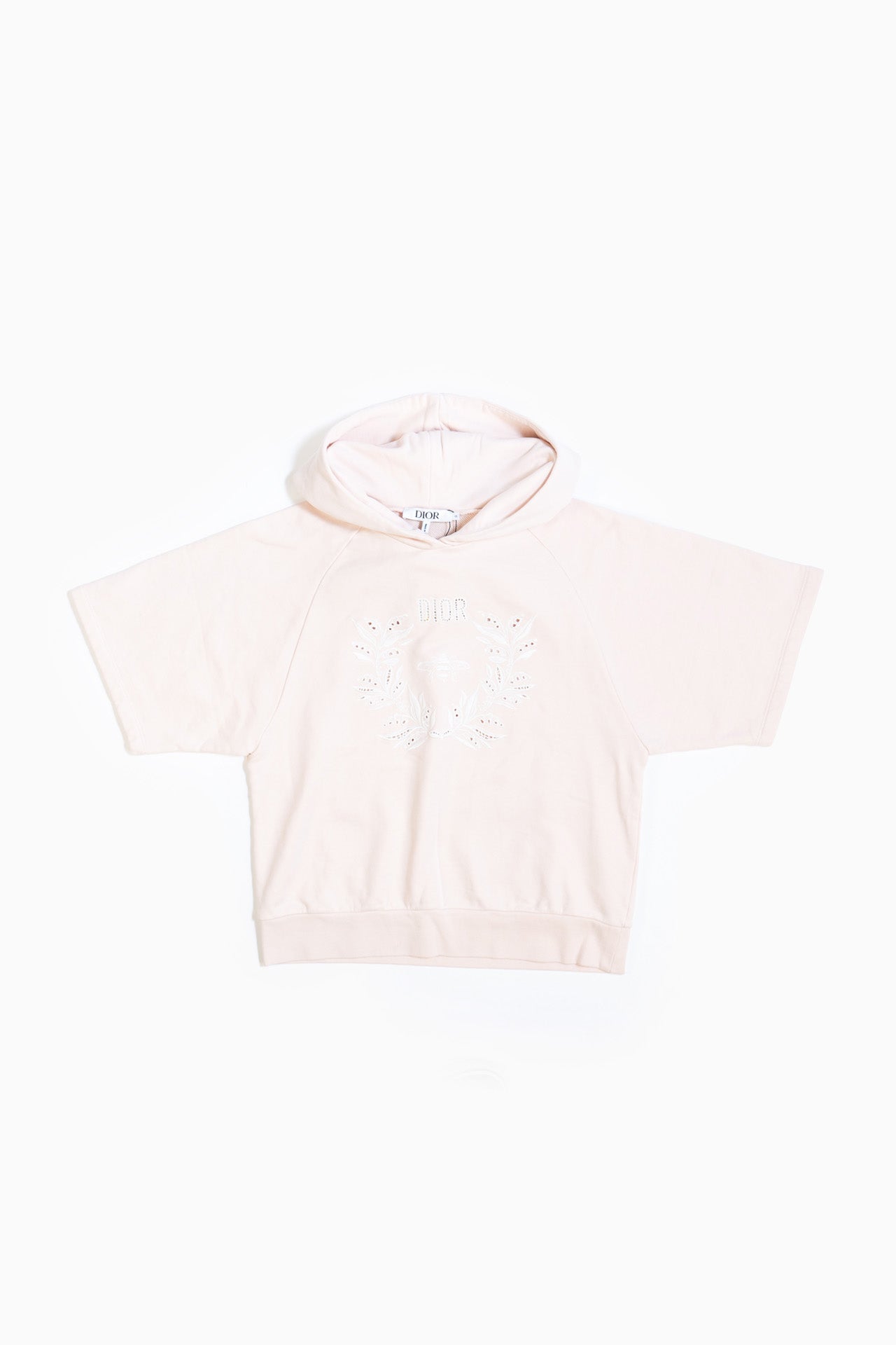 Christian Dior Embroidered Short Sleeve Hoodie In Pink