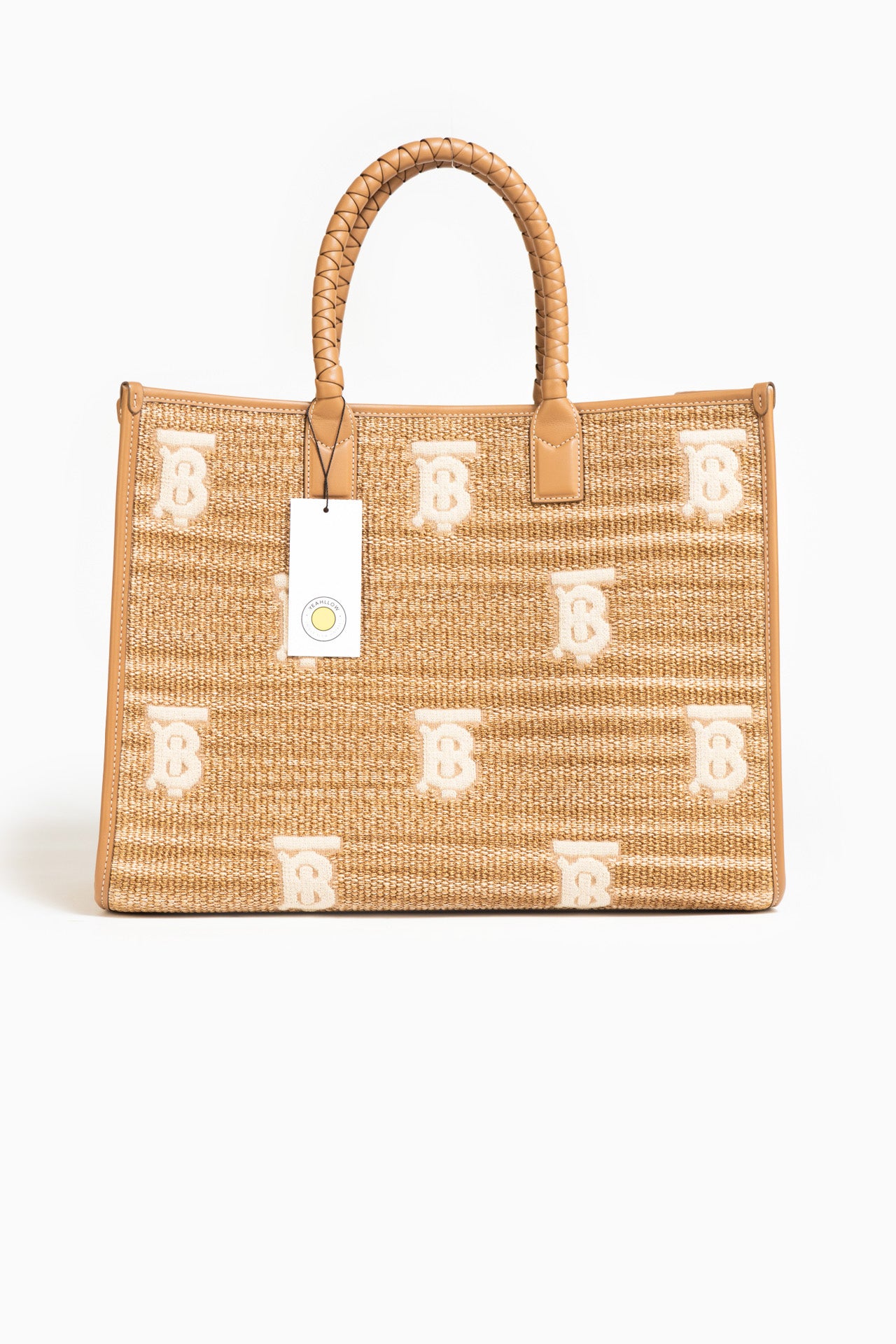 Burberry Large TB Logo Embroidered Freya Tote Bag In Beige