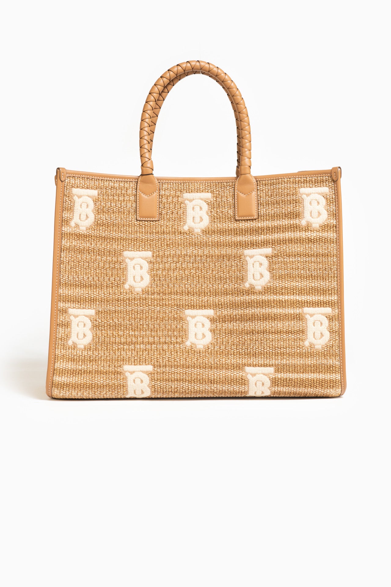 Burberry Large TB Logo Embroidered Freya Tote Bag In Beige