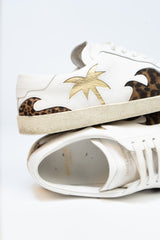 Saint Laurent White Leather Palm Tree Low Top Sneakers Size 36