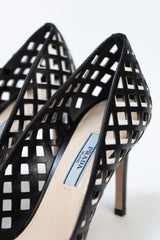Prada Black And White Perforated Heels- Size 39