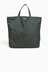 Prada Nylon Tote Bag In Green Khaki