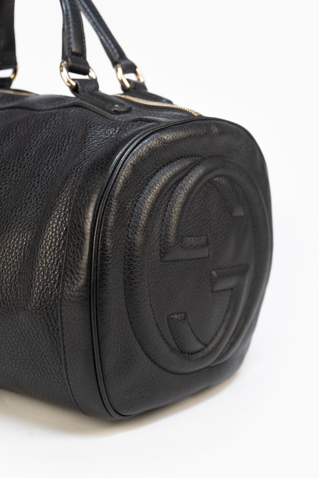 Bolsa Soho Boston de couro preto Gucci 