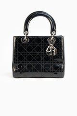 Lady Dior Medium Patent Leather Cannage Stitch in Black