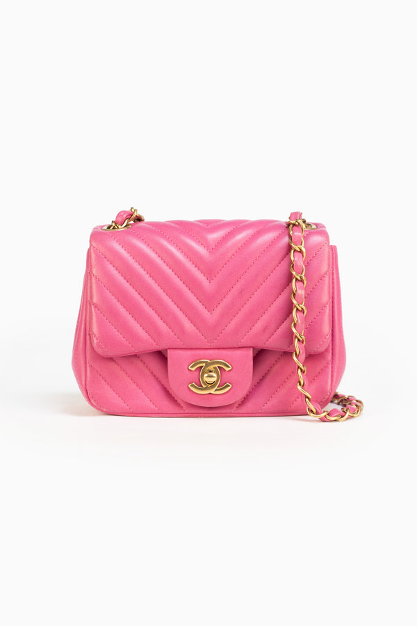 Chanel Mini Chevron Classic Flap in Pink