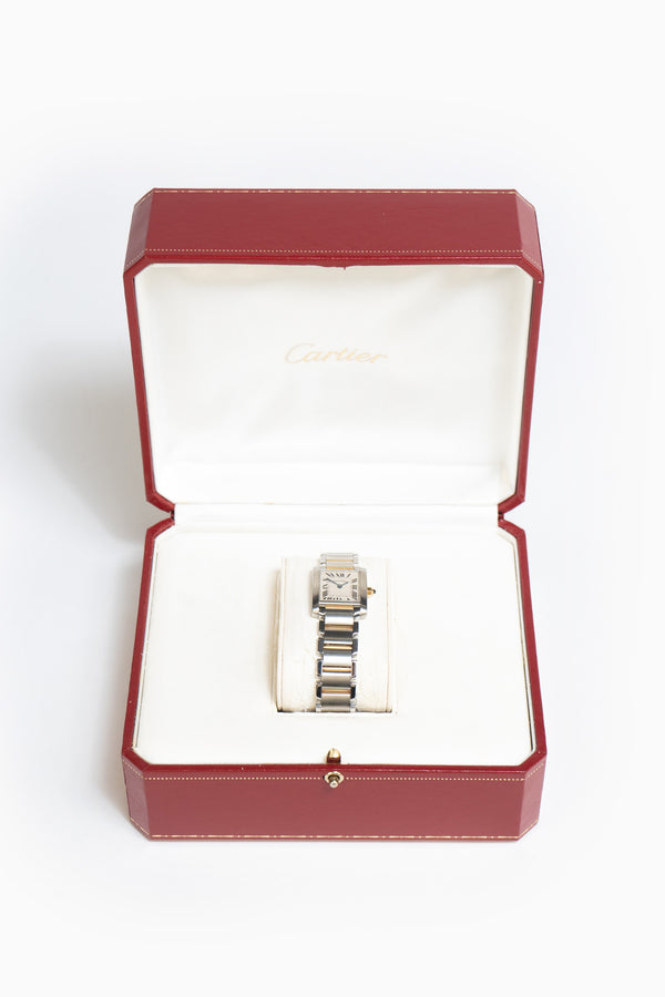 Cartier Small Tank Française Watch - Steel And Yellow Gold - With Box and Documents