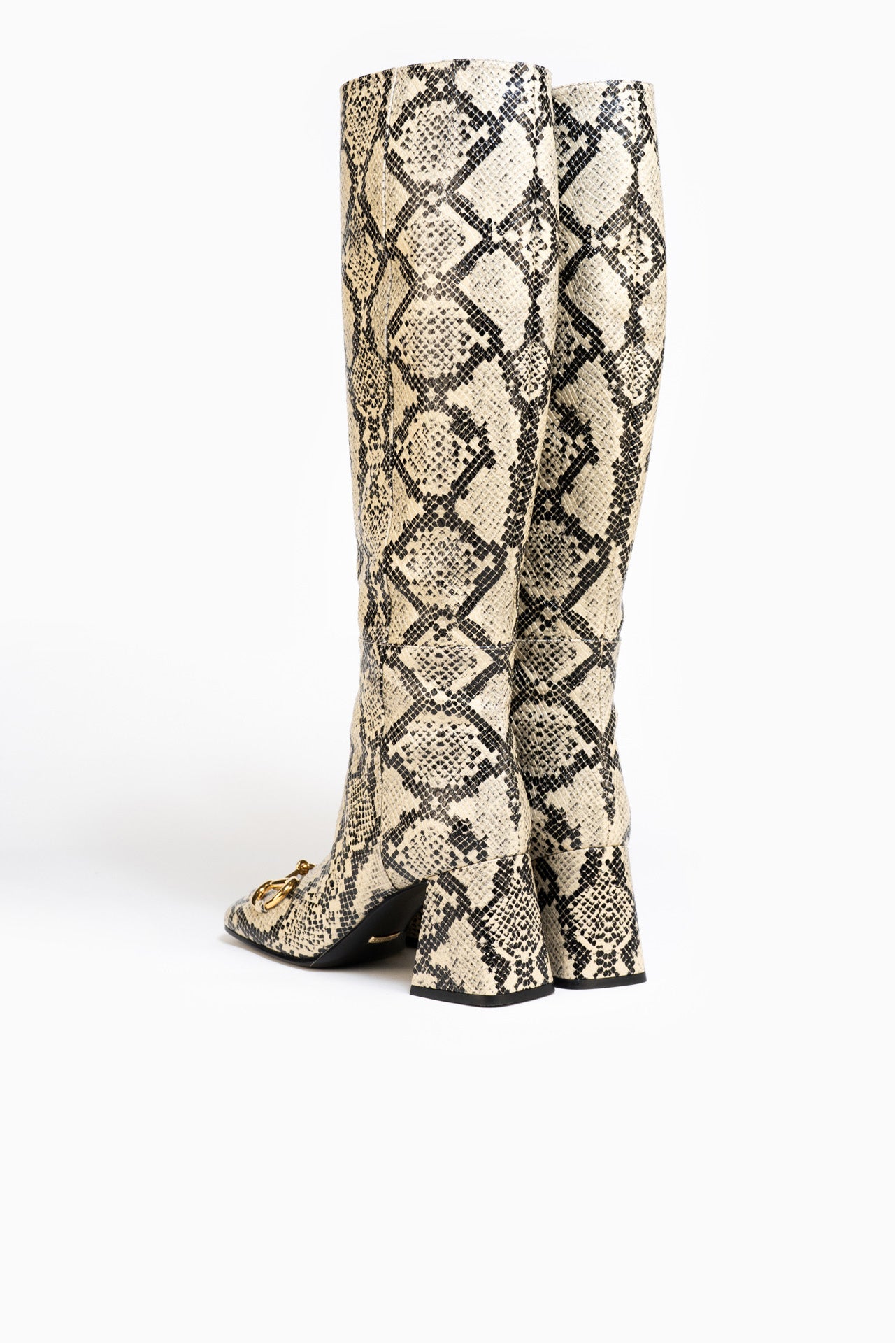 Gucci Horsebit Snake Print Knee-high Boots - Size 38