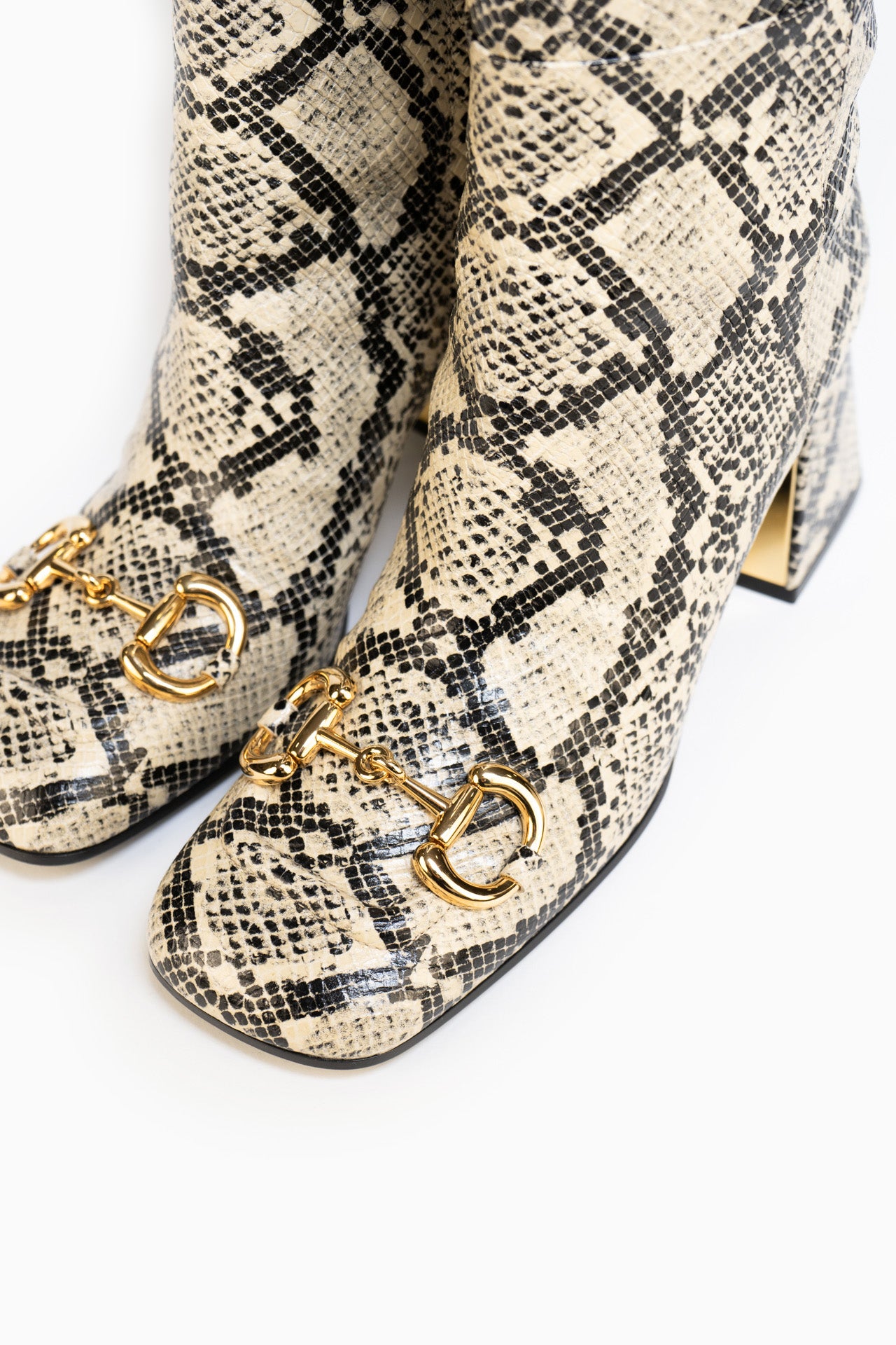 Gucci Horsebit Snake Print Knee-high Boots - Size 38