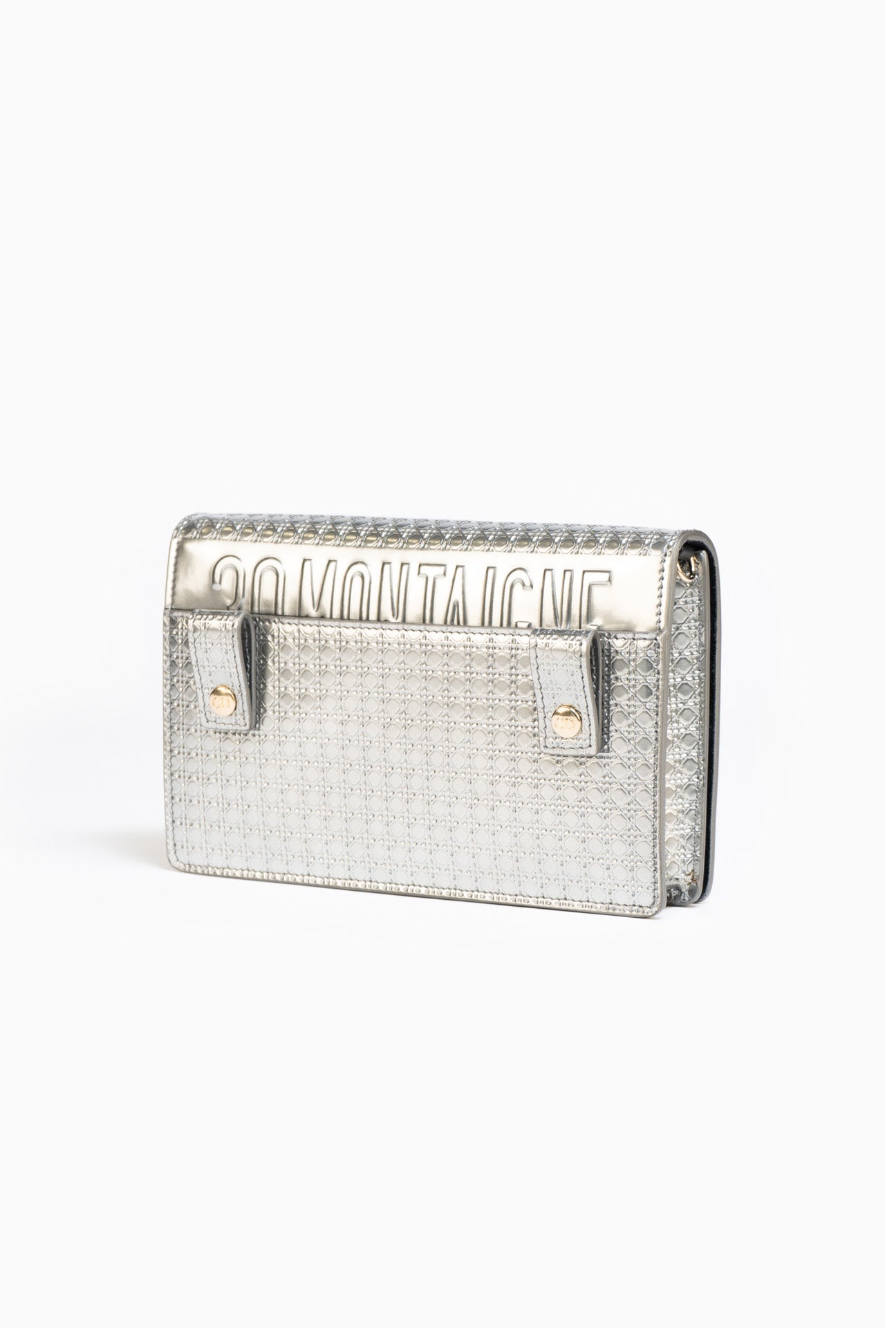 Dior 30 Montaigne 2-in-1 Leather Clutch Bag In Silver