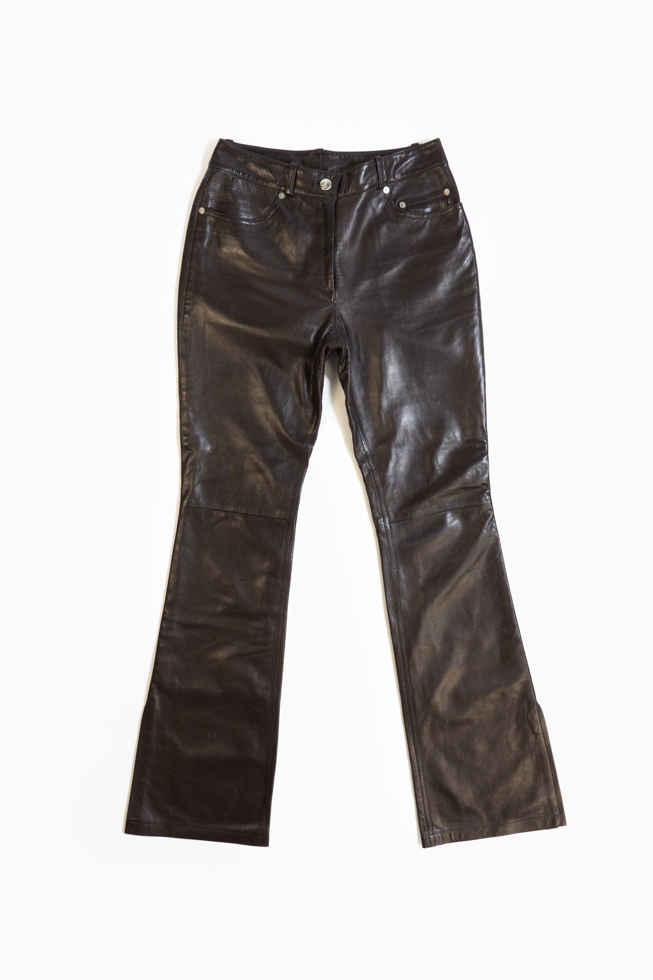 John Galliano Leather Trousers In Brown