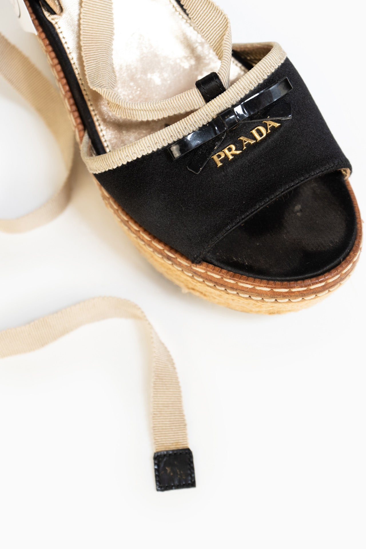 Espadrilles noires à nœud Prada - Taille 38