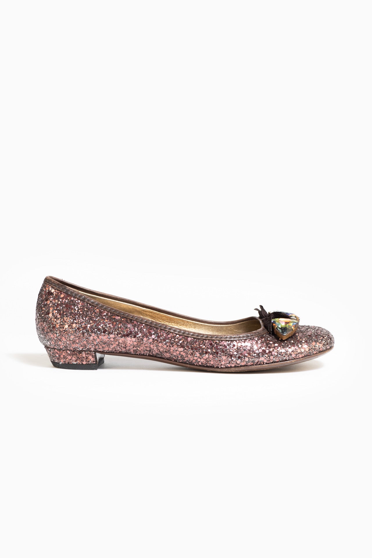 Miu Miu Glitter Ballet Flats With Box - Size 38