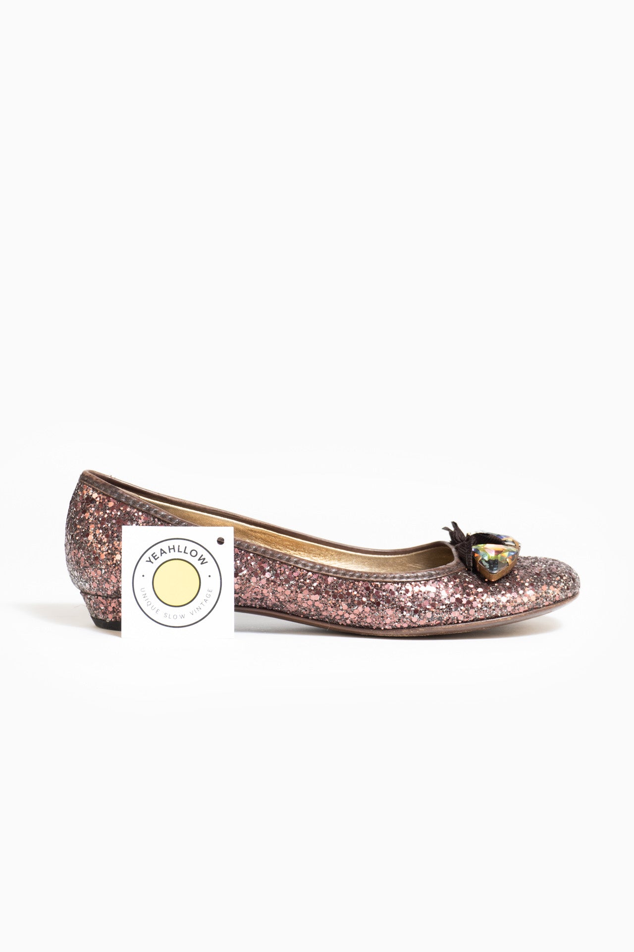 Miu Miu Glitter Ballet Flats With Box - Size 38