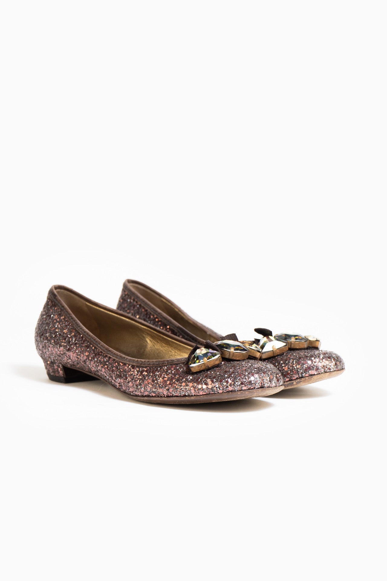 Miu Miu Glitter Ballet Flats With Box - Size 38