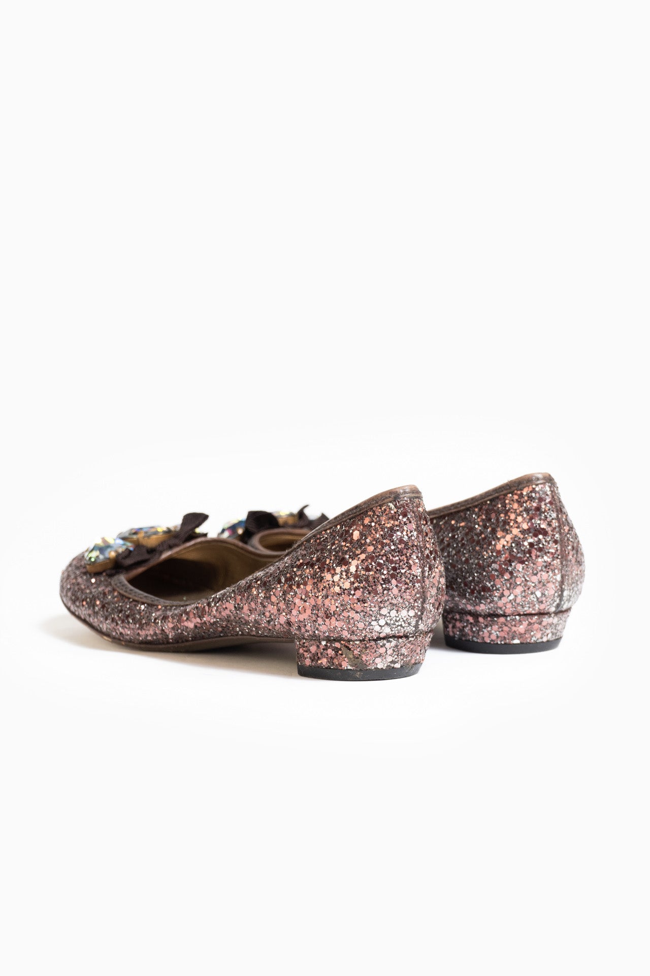 Miu Miu Glitter Ballet Flats With Box - Size 38