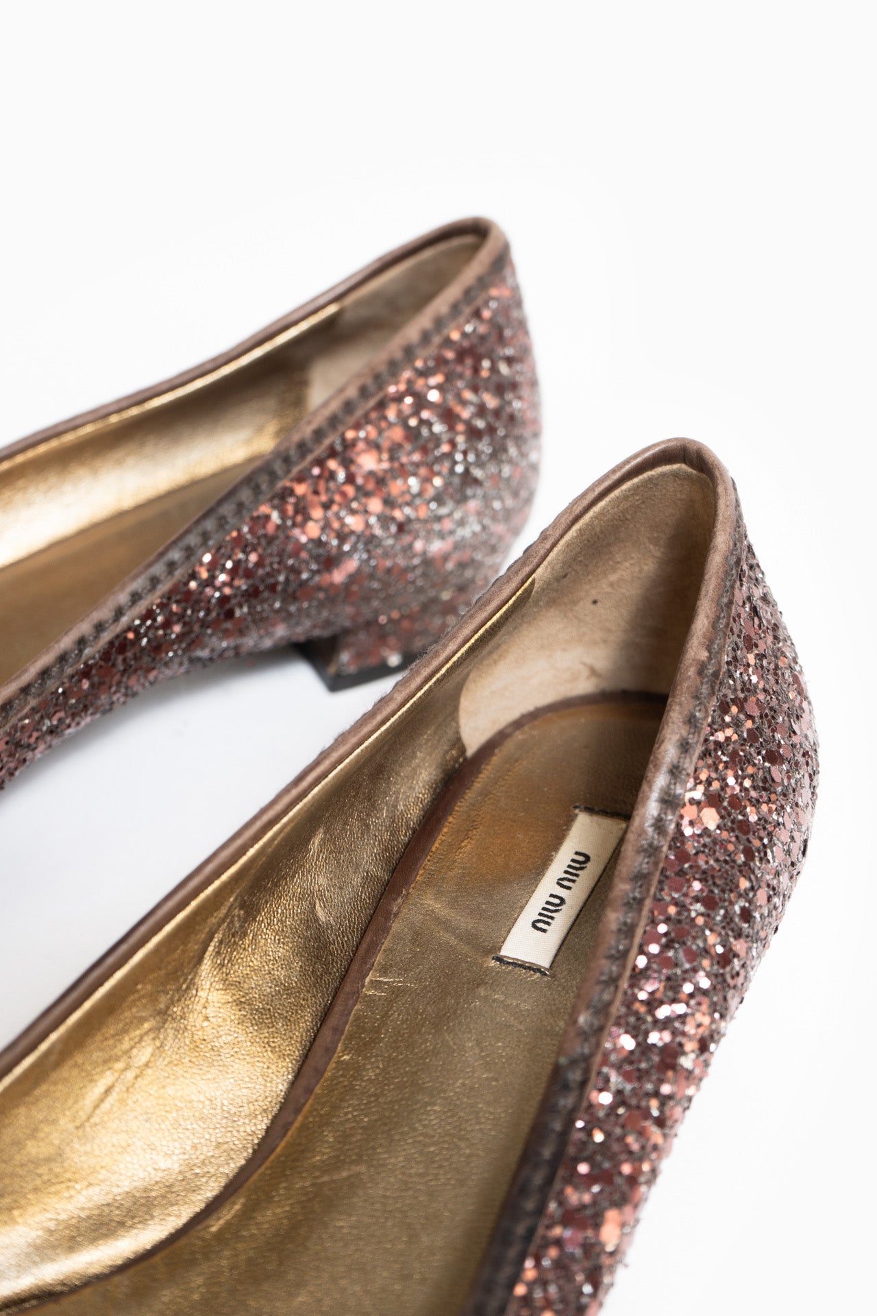 Miu Miu Glitter Ballet Flats With Box - Size 38