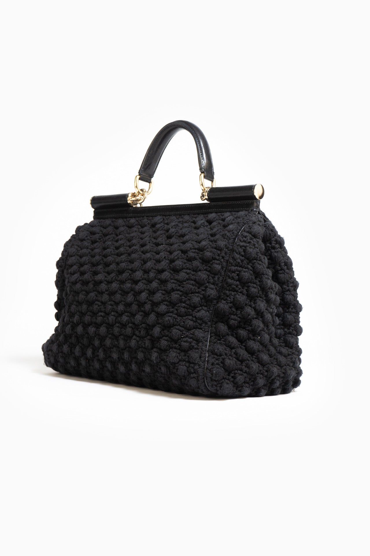 Dolce & Gabbana Sicily Interwoven Bag In Black