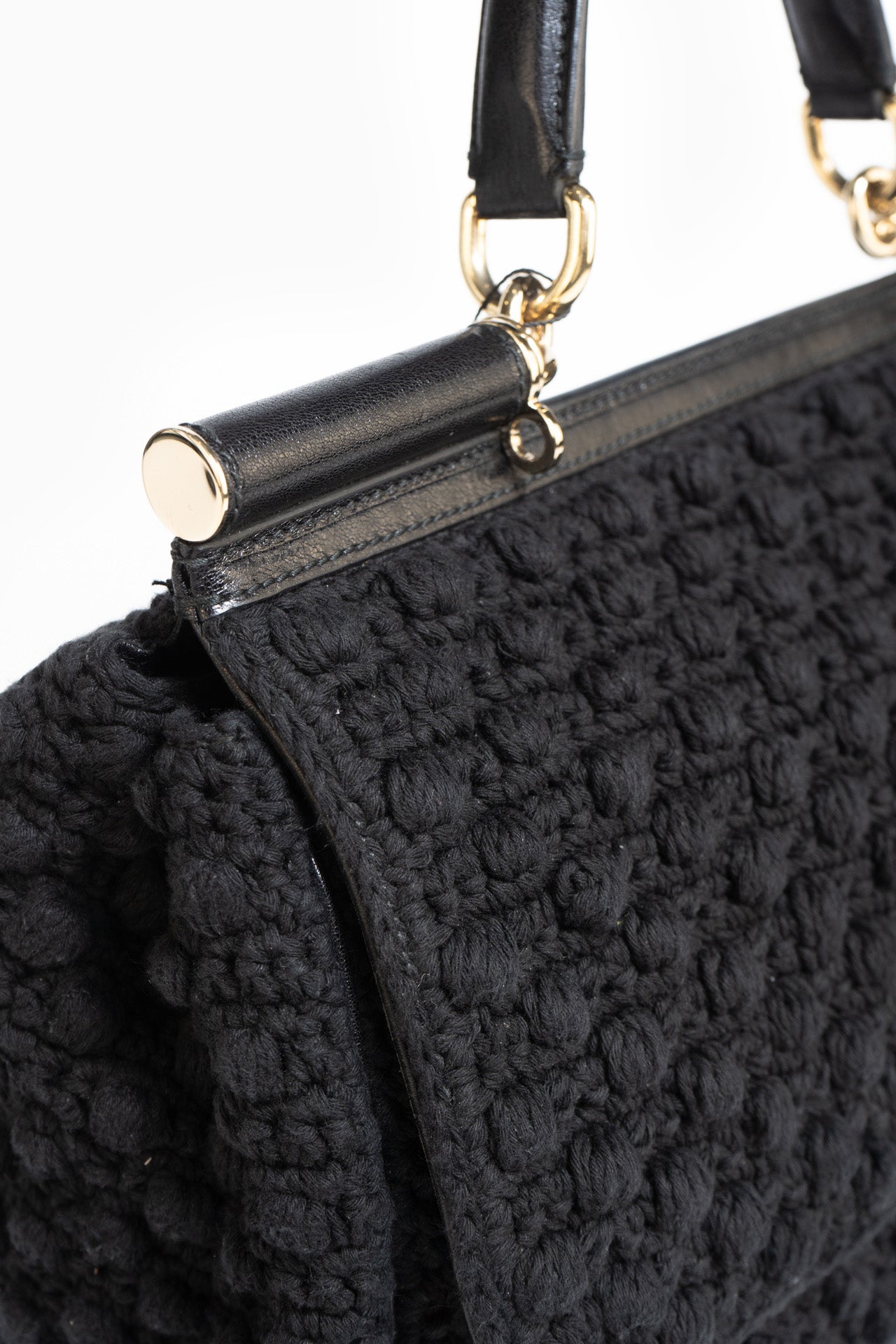 Dolce & Gabbana Sicily Interwoven Bag In Black