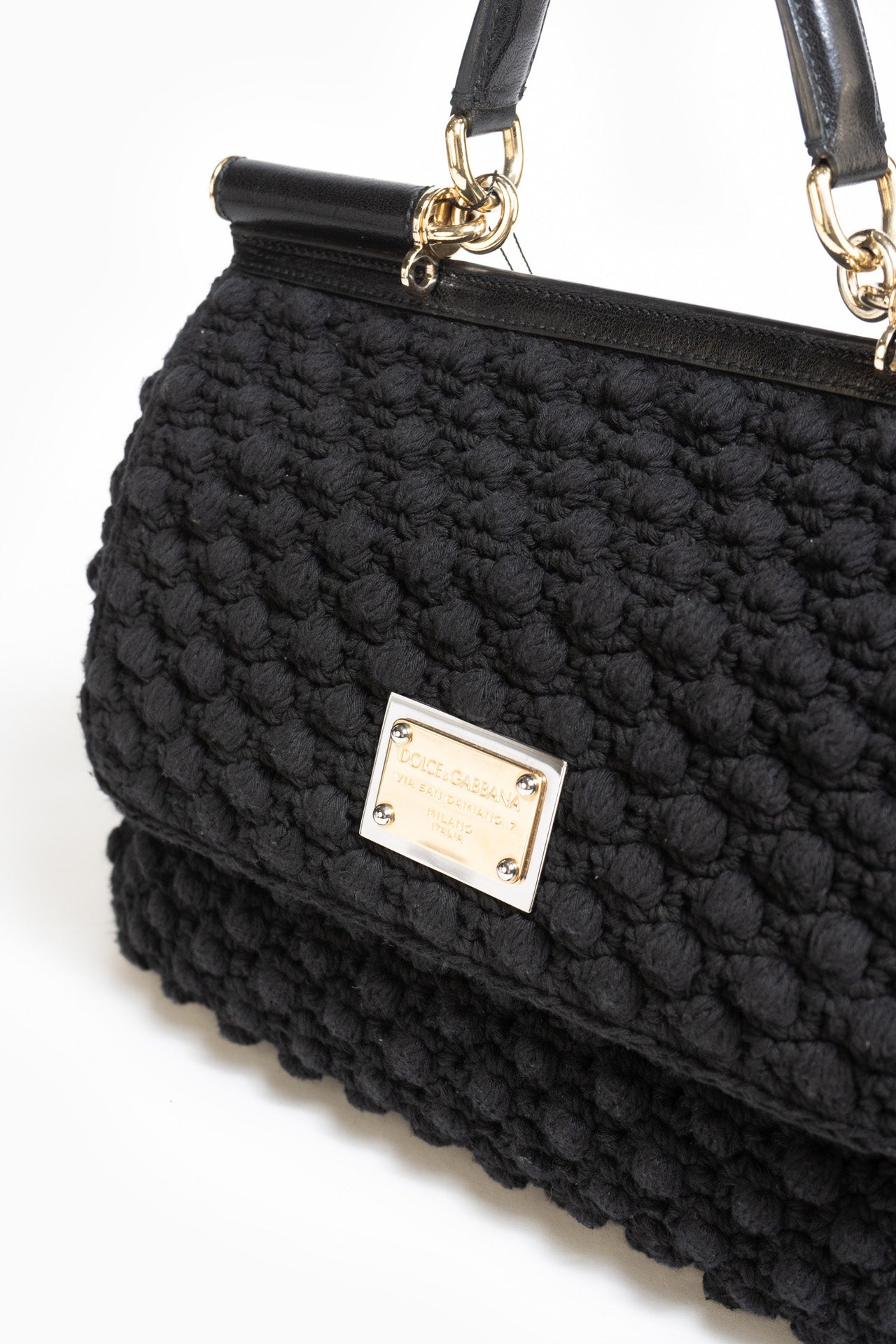 Dolce & Gabbana Sicily Interwoven Bag In Black