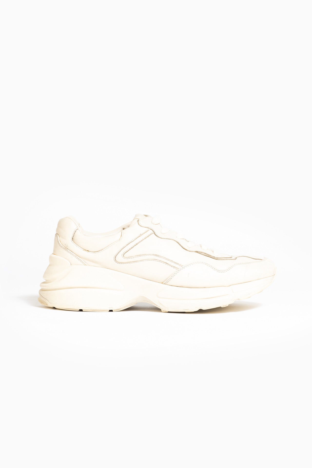 Gucci Rython Leather Sneakers in Beige - Size 43