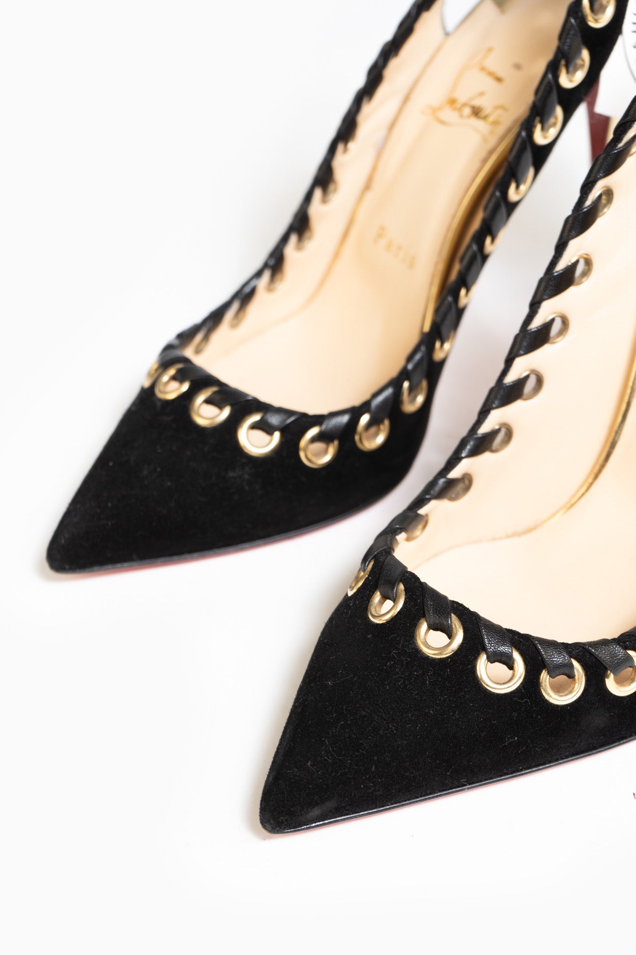 Christian Louboutin Black Suede And Leather Ostri Slingback - Size 39