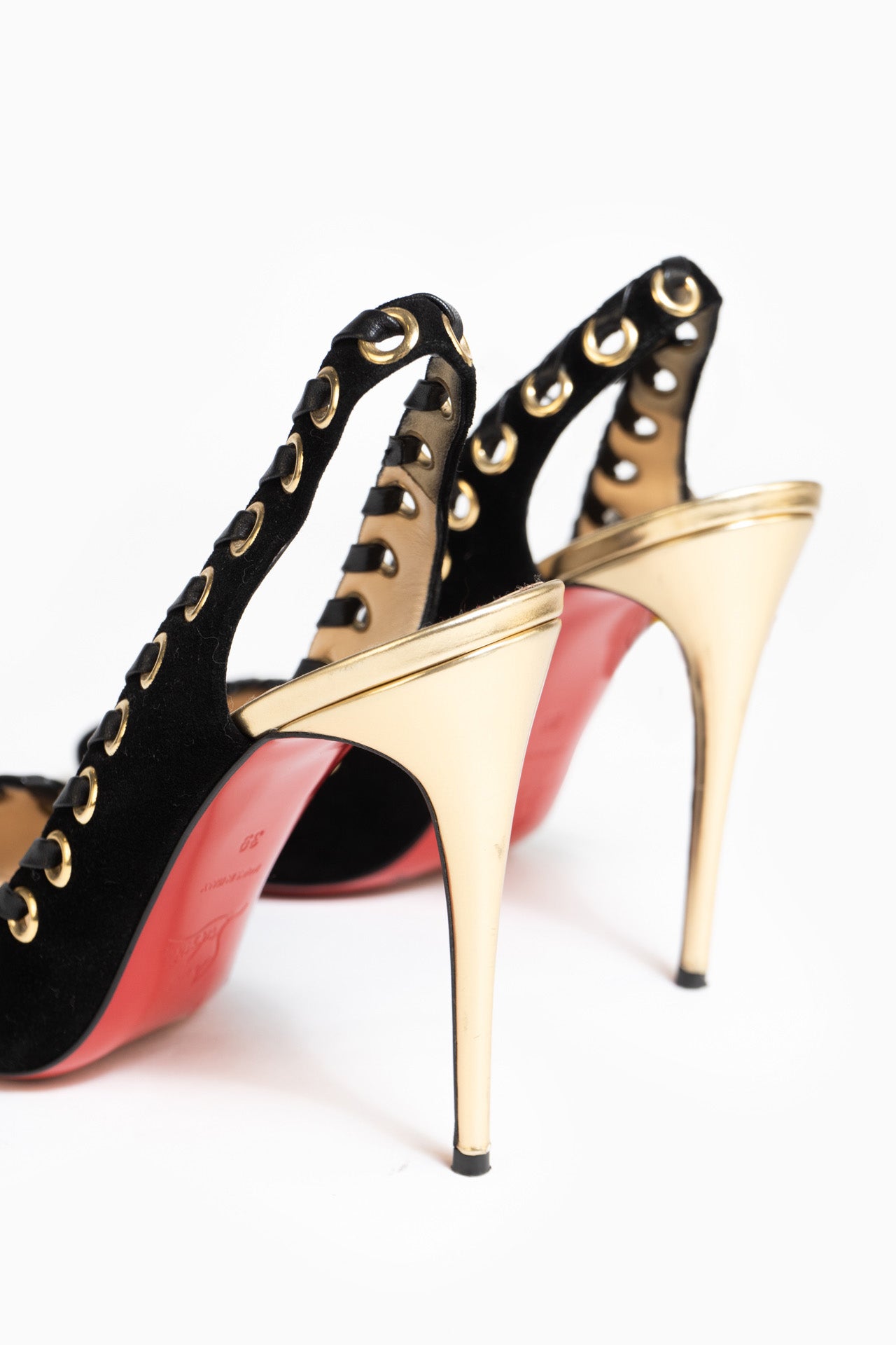 Christian Louboutin Black Suede And Leather Ostri Slingback - Size 39