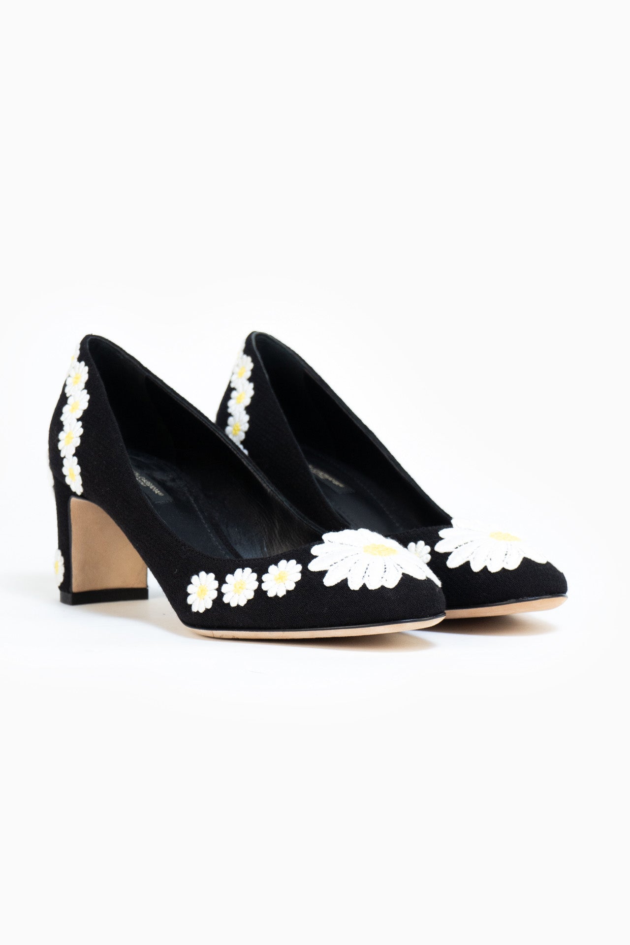 Salto com bordado floral Dolce&amp;Gabbana - tamanho 38,5