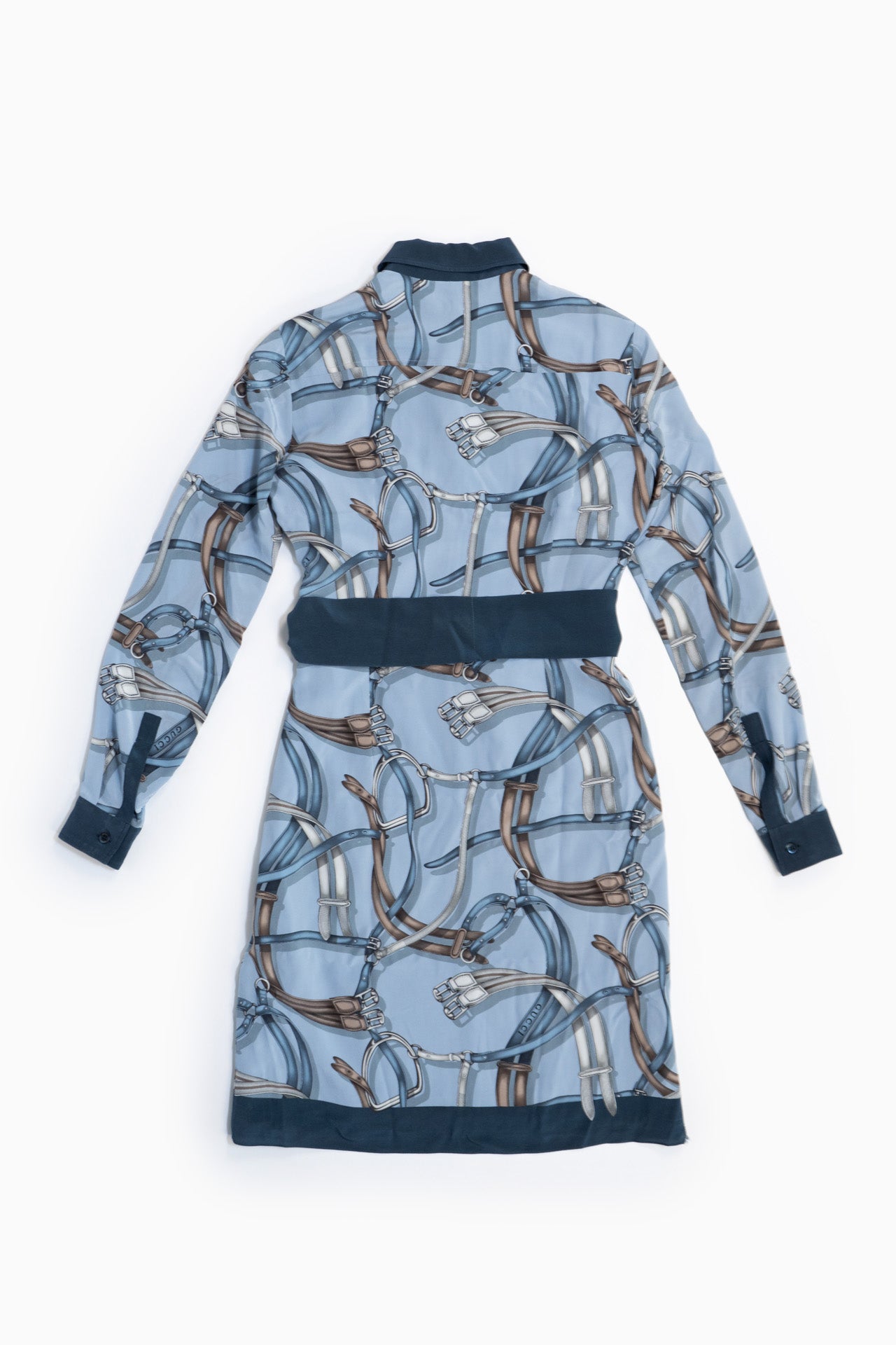 Gucci Printed Silk Dress in Blue- Size 38