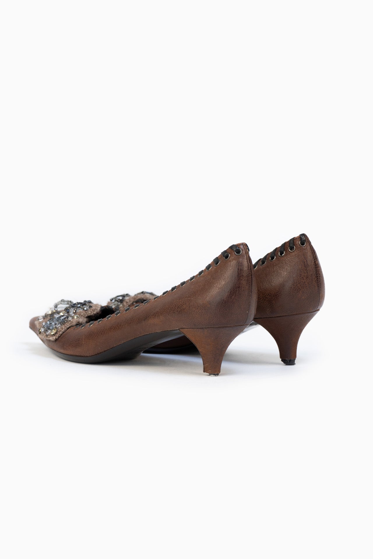 Brown Leather Prada Heels - size 36.5