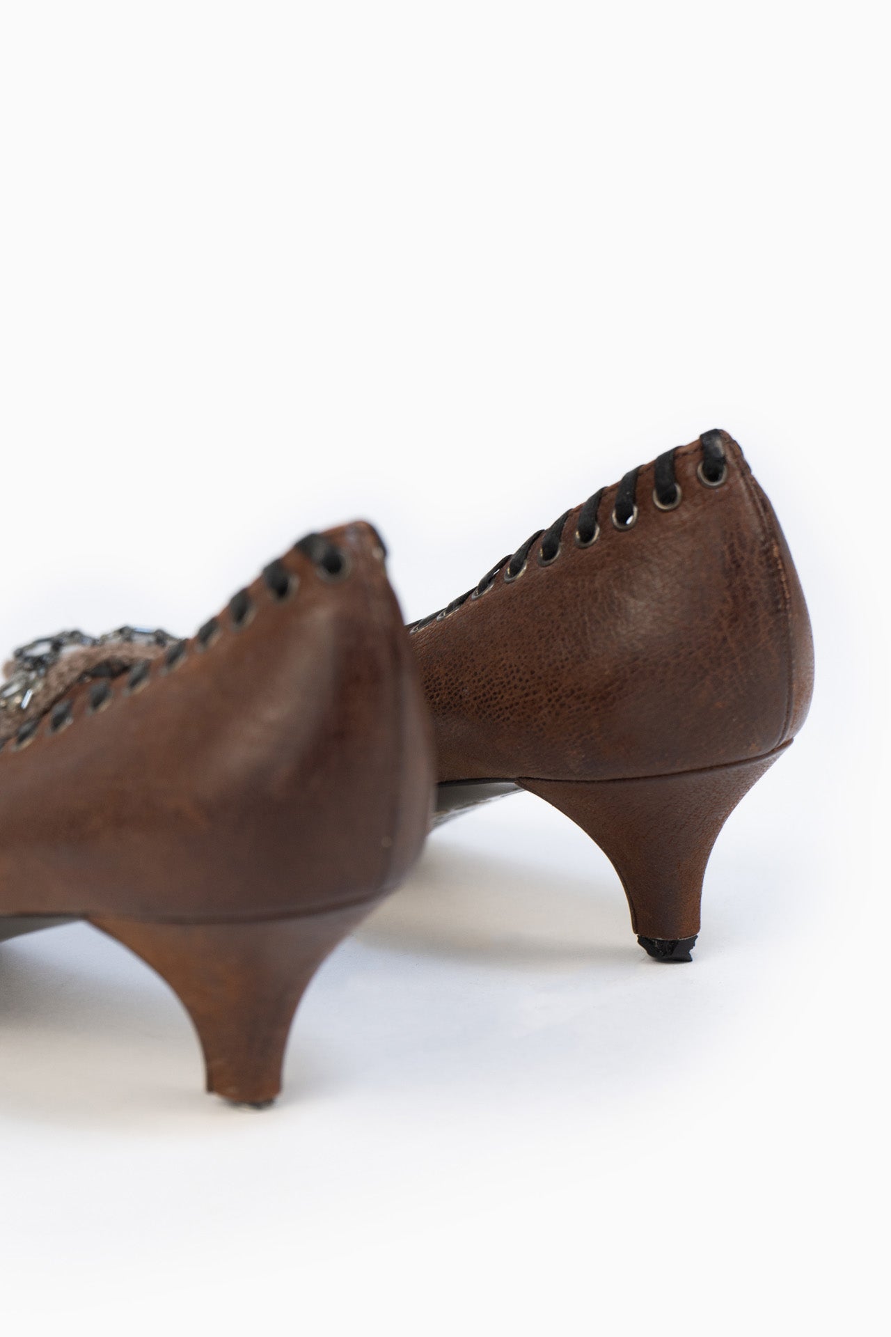 Brown Leather Prada Heels - size 36.5