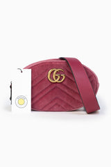 GG Marmont Oval Velvet Belt Bag in Pink