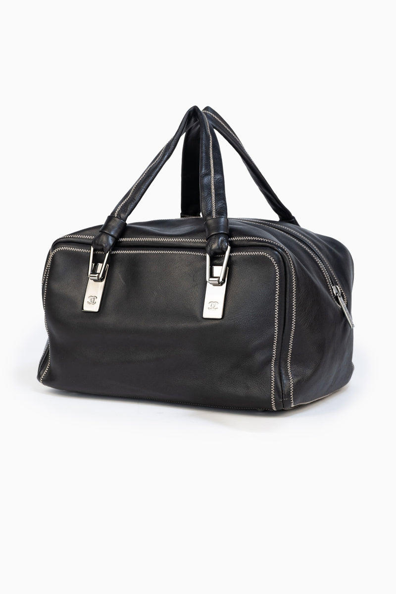 Chanel Vintage Bowler Bag Lambskin In Black