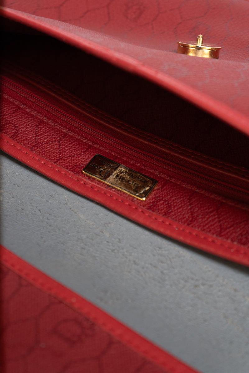 Dior Vintage Monogram Bag In Red