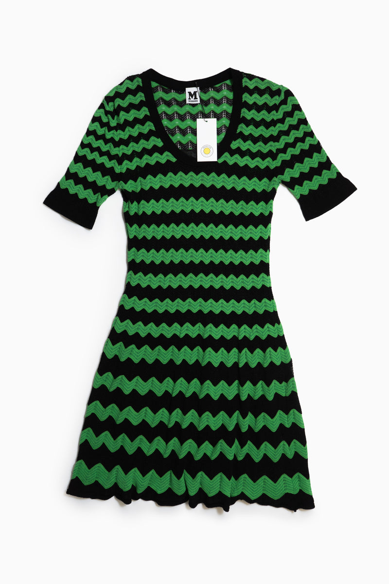 Missoni Zig-Zag Knit Dress In Green