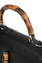 Gucci Vintage  Bamboo Black Large Handbag
