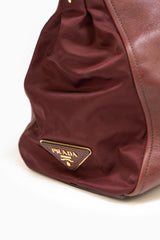 Prada Bordeaux Leather And Nylon Bag