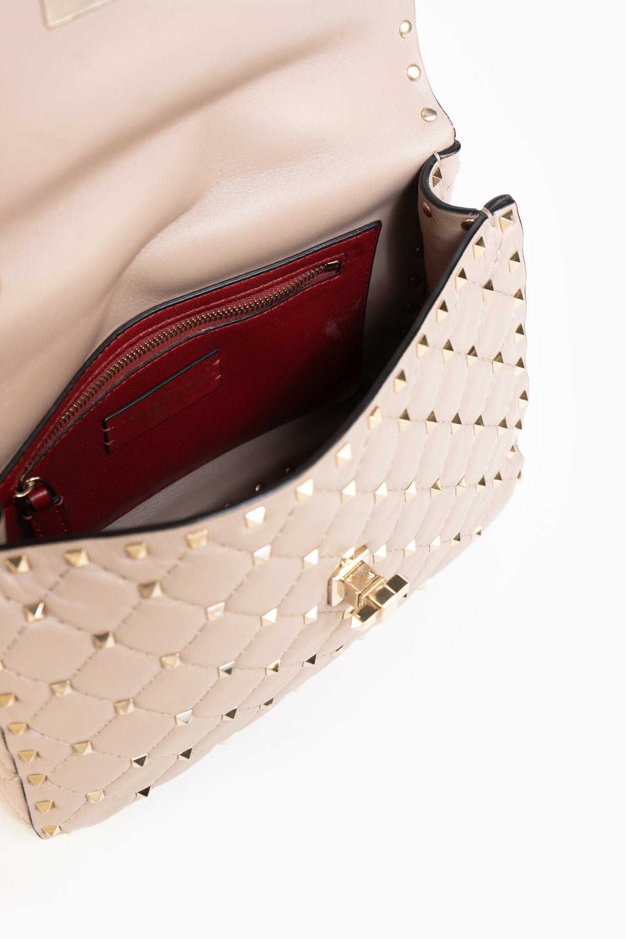 Valentino Garavani Medium Nappa Rockstud Spike Bag In Poudre