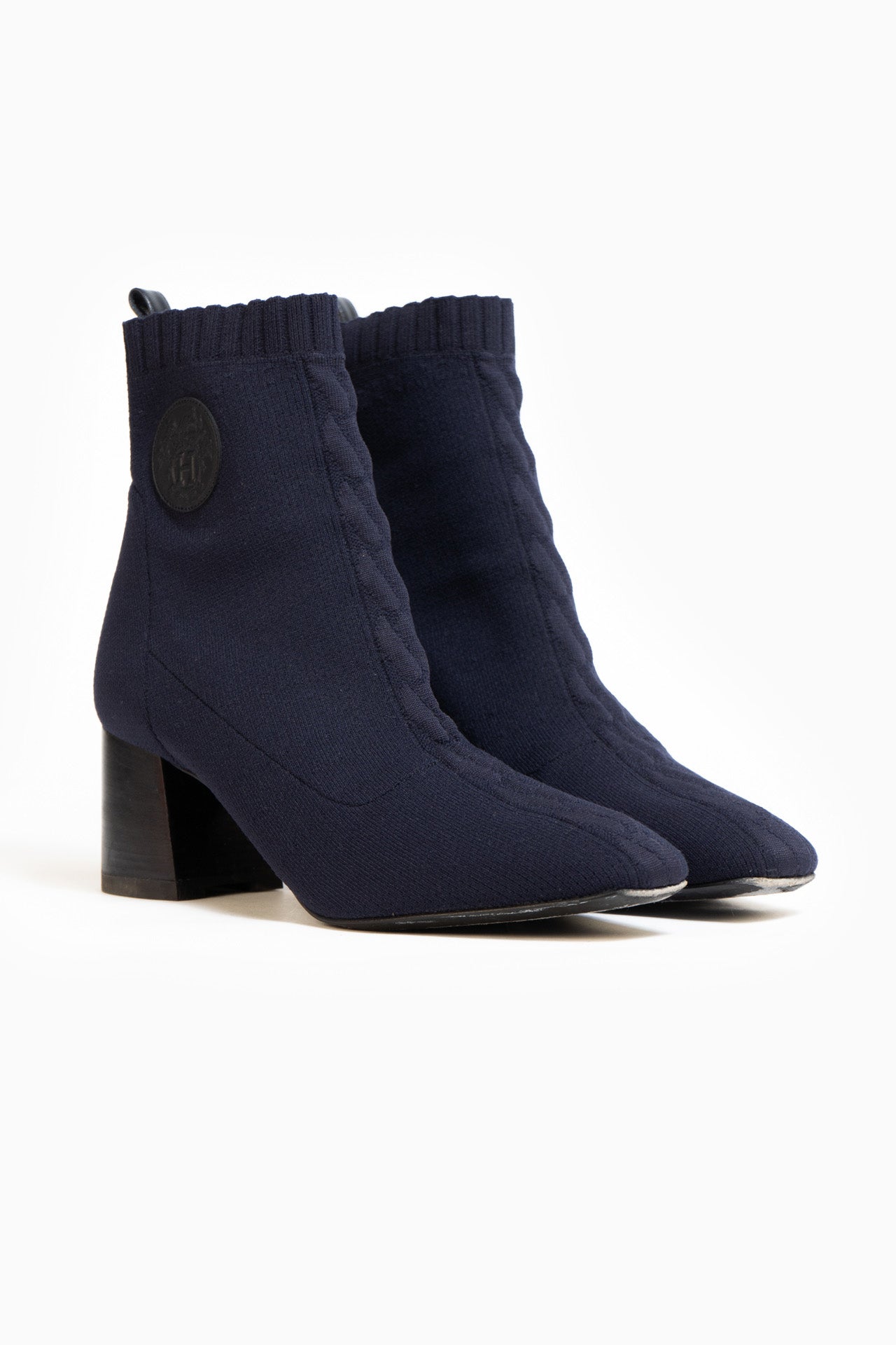 Hermès Jenna 90 Ankle Boots In Navy - Size 39