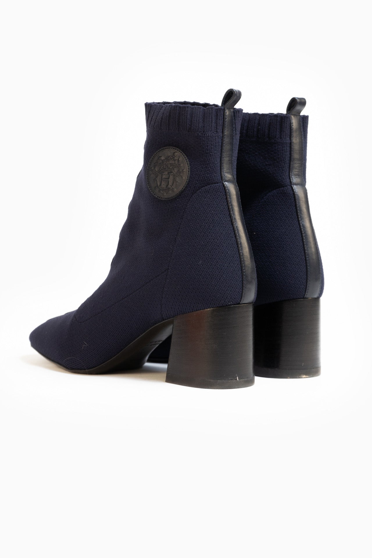 Hermès Jenna 90 Ankle Boots In Navy - Size 39