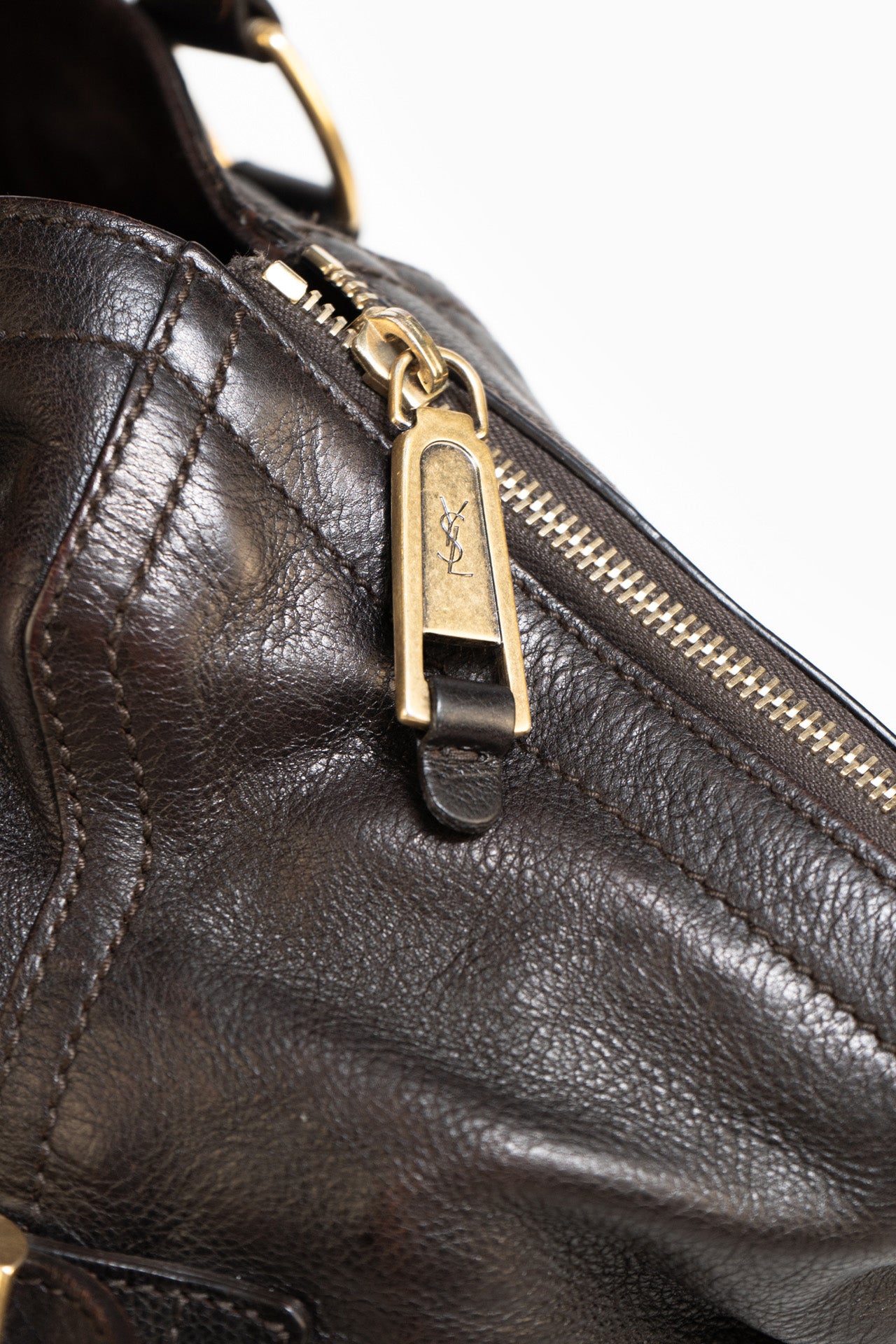 Saint Laurent Vintage Leather Bag In Chocolate Brown