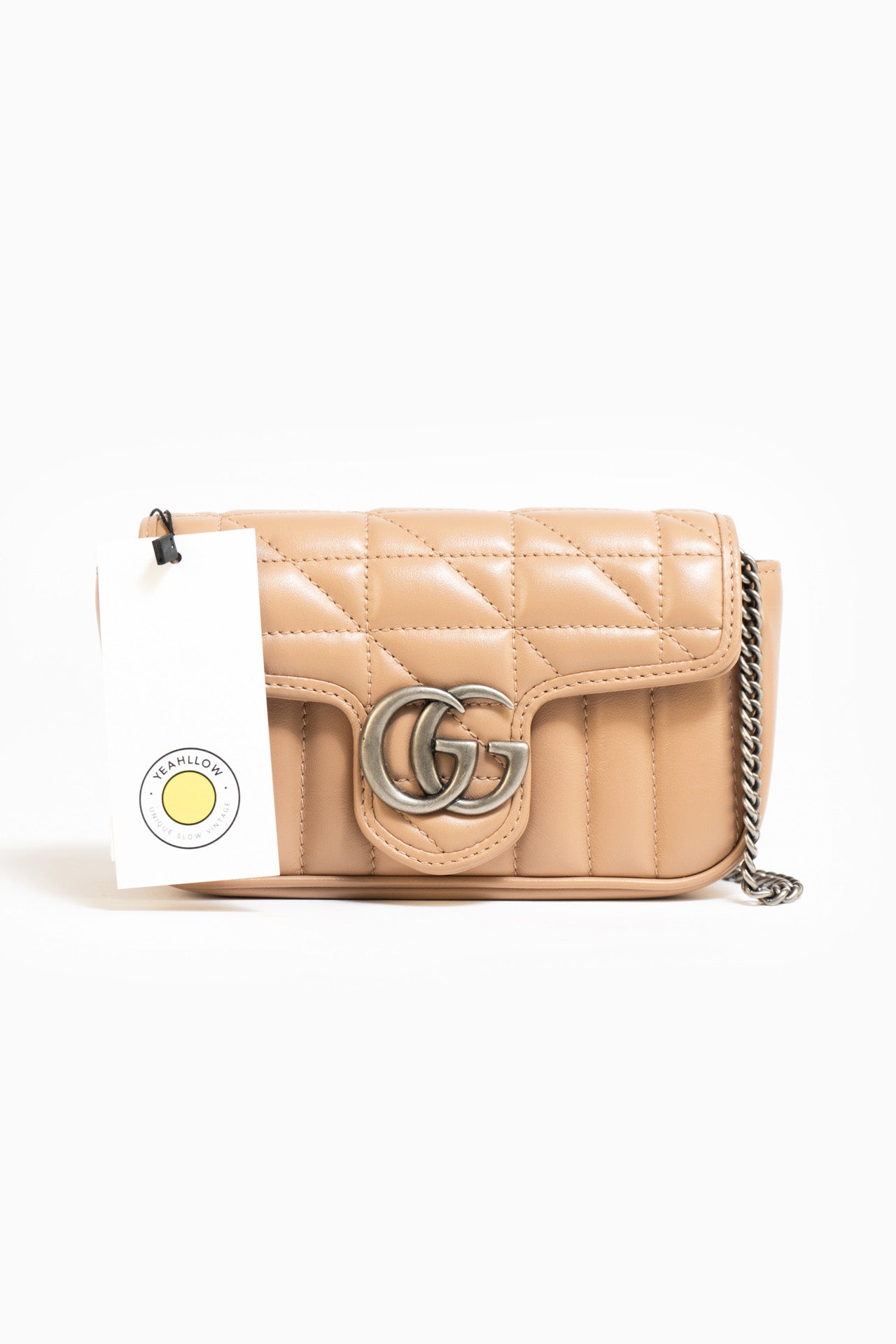 Gucci GG Marmont Super Mini Camelia Bag In Beige