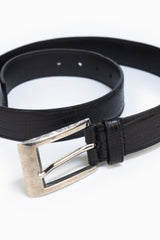 Prada Signature Buckle Belt In Black