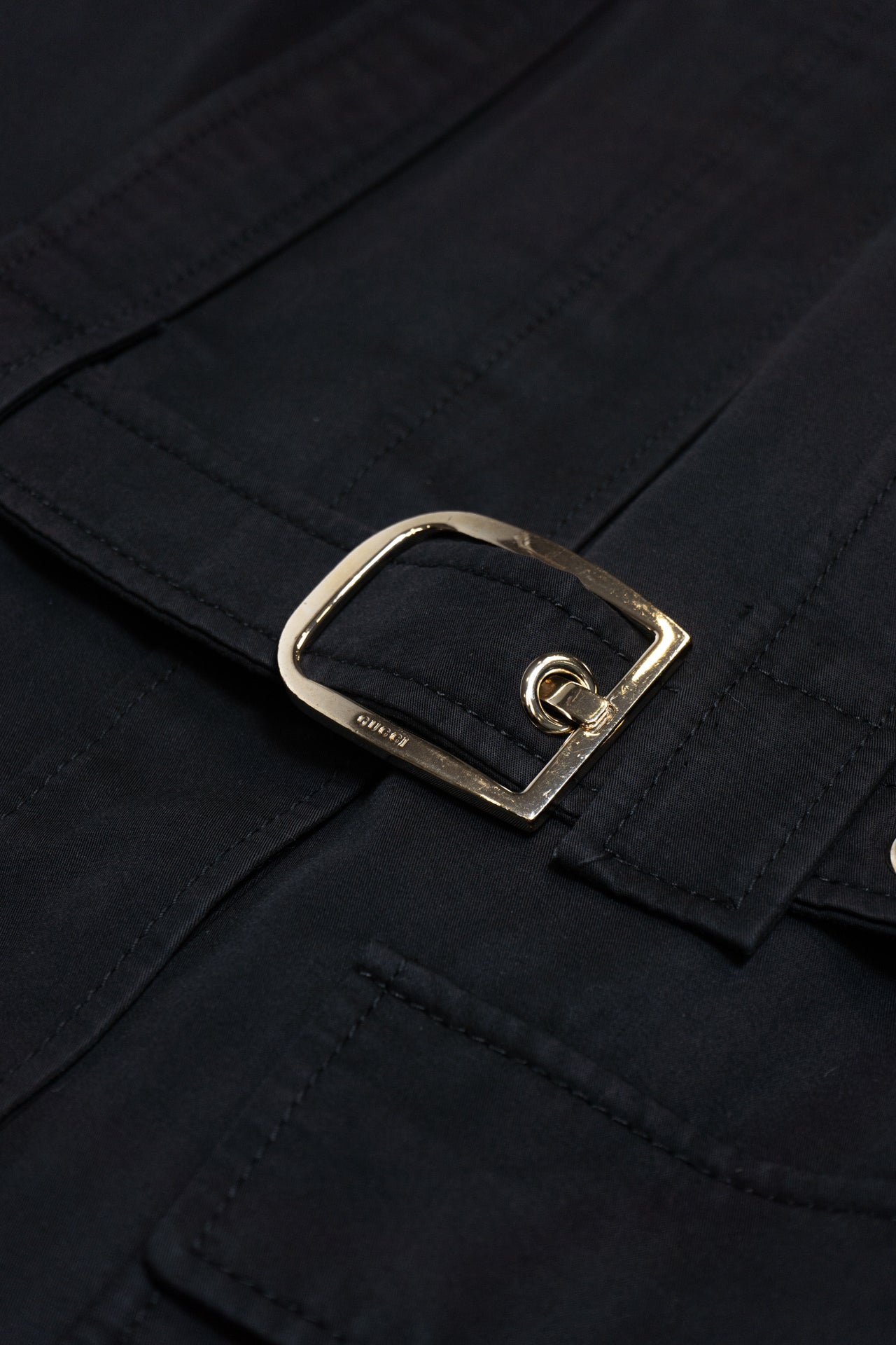 Gucci Black Long Coat With Belt
