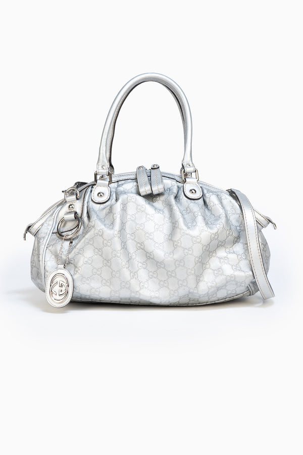 Gucci Silver Monogram Sukey Bag