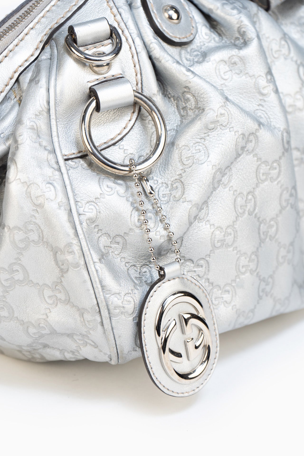 Gucci Silver Monogram Sukey Bag