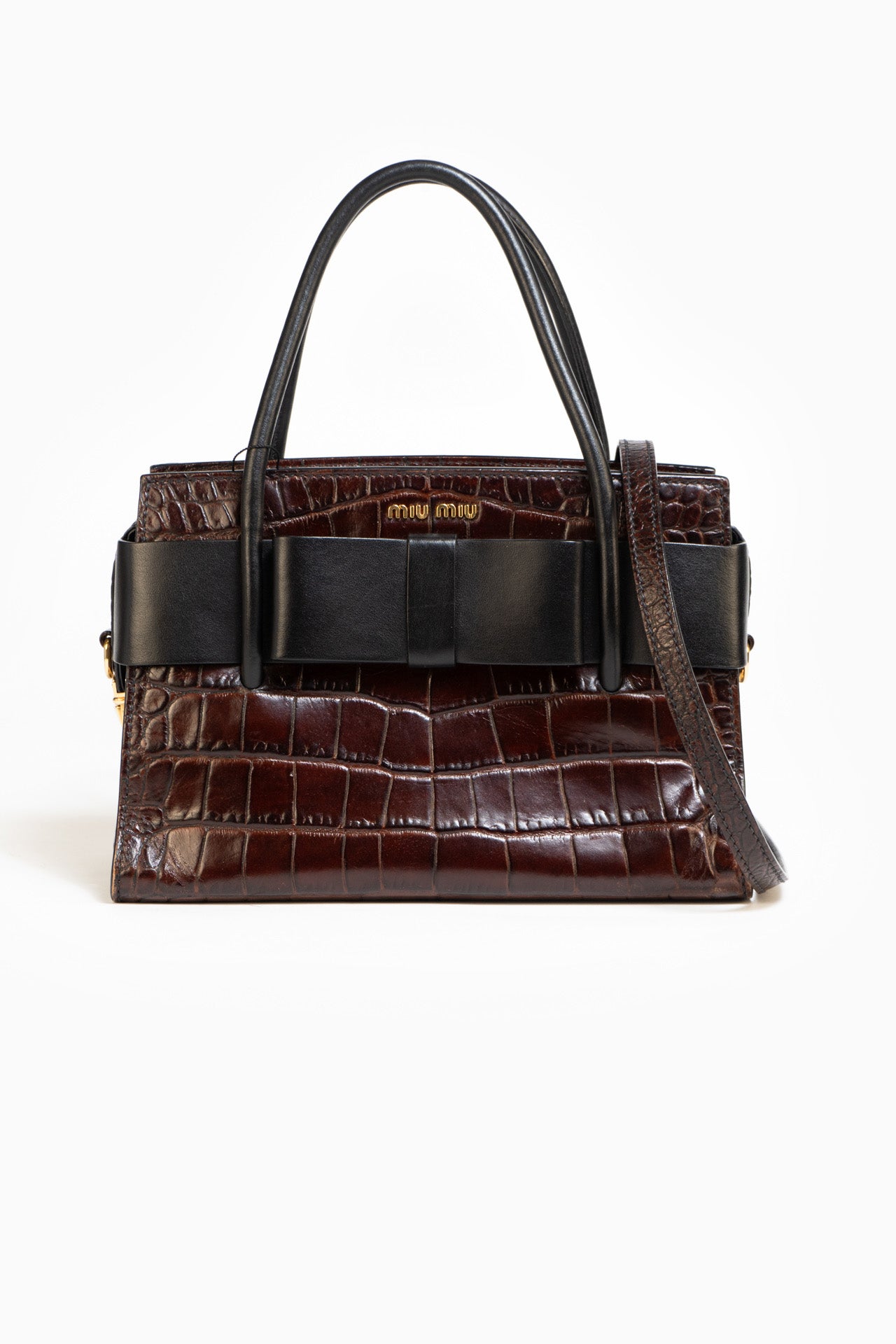 Miu Miu St. Cocco Ficco Top Handle Bag In Brown