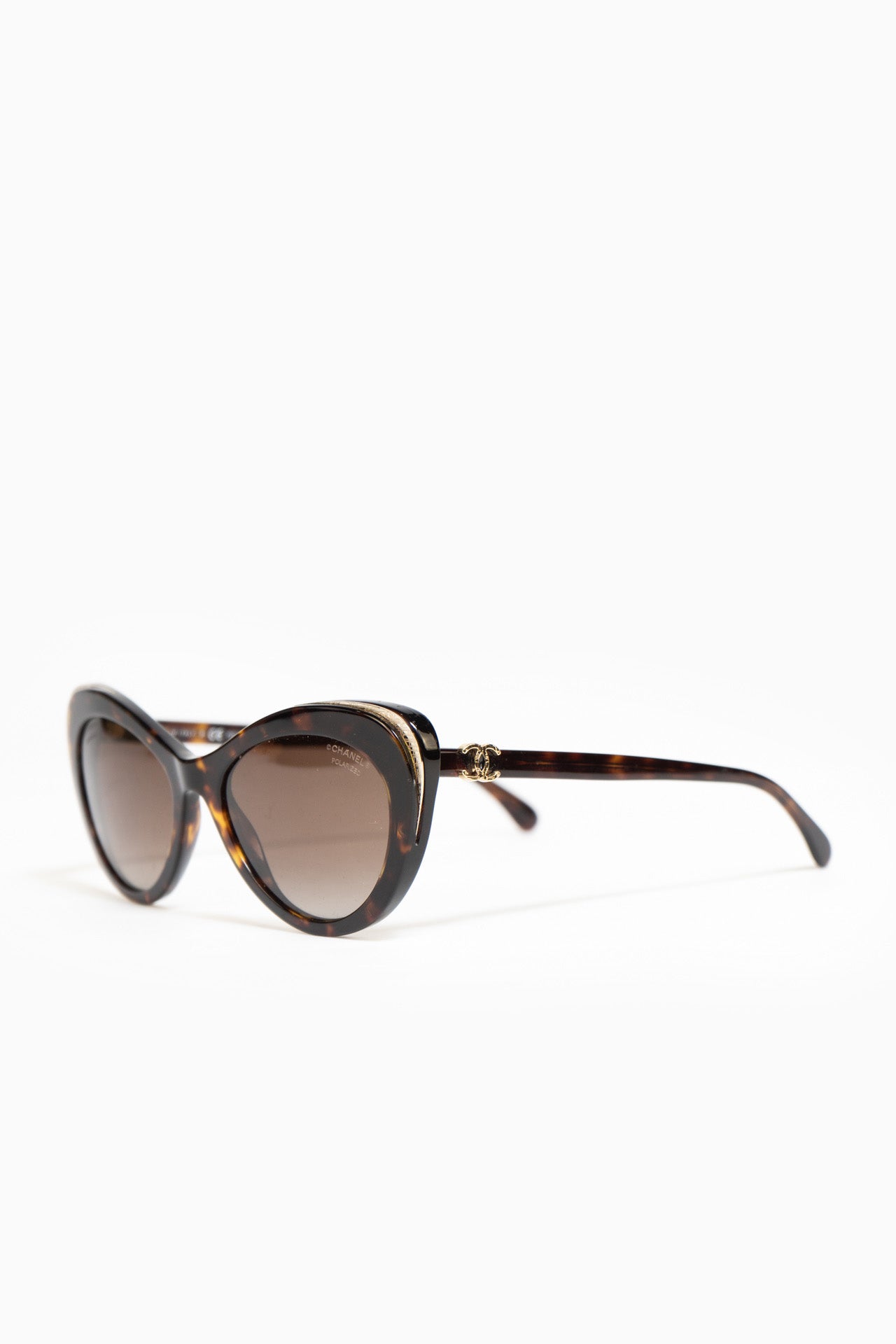 Chanel Cat Eye Dark Tortoise Sunglasses In Brown