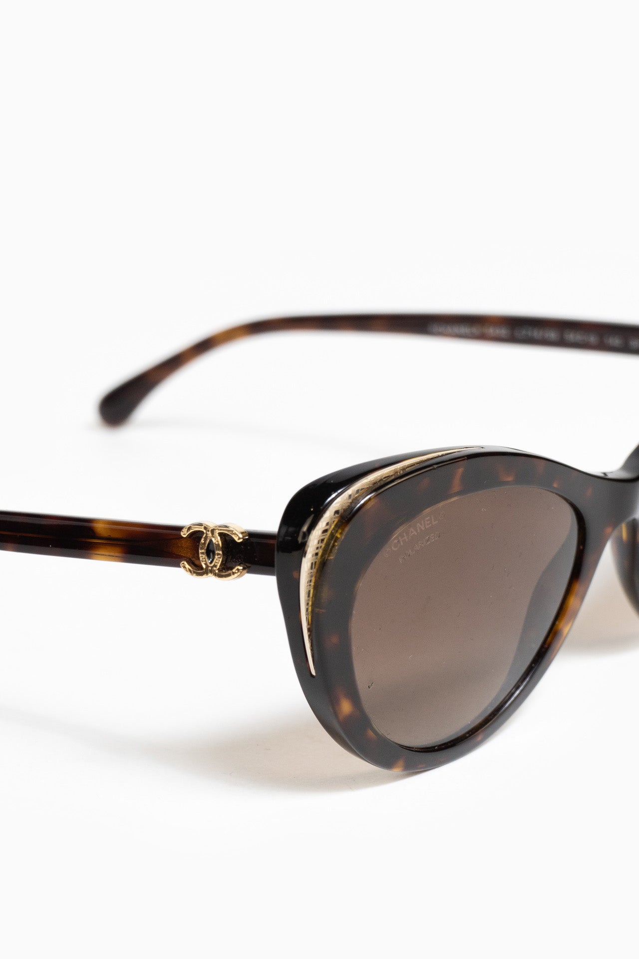 Chanel Cat Eye Dark Tortoise Sunglasses In Brown