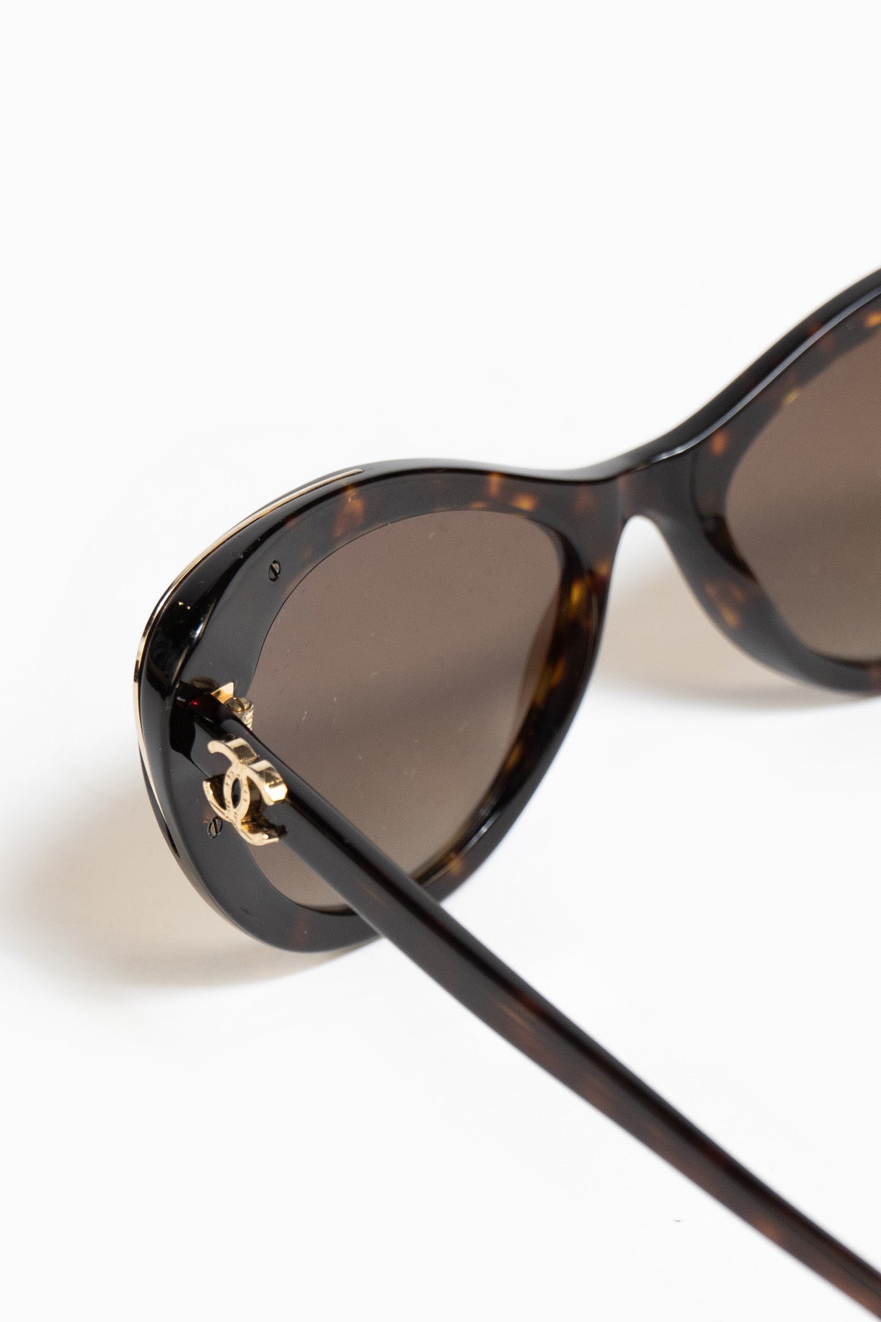 Chanel Cat Eye Dark Tortoise Sunglasses In Brown