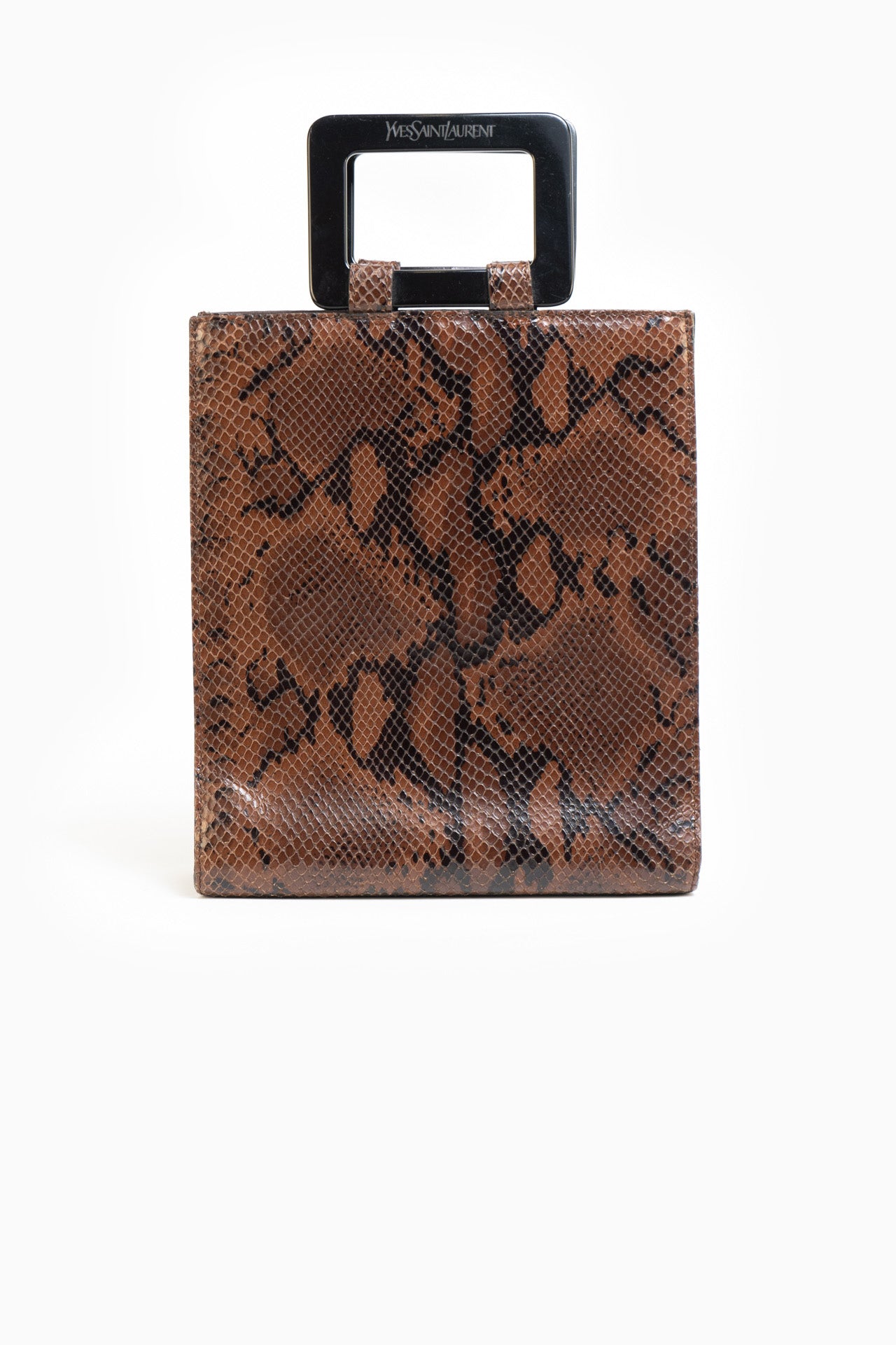 Saint Laurent Vintage Snake Print Handbag In Brown